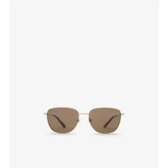 Metal Check Square Sunglasses