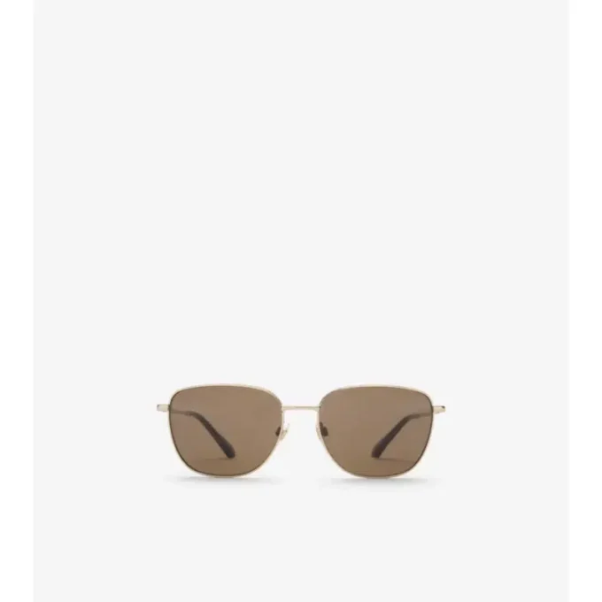 Metal Check Square Sunglasses