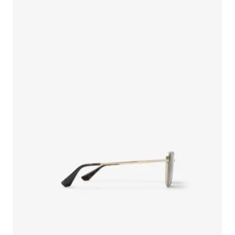 Metal Check Square Sunglasses