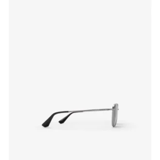 Metal Check Square Sunglasses