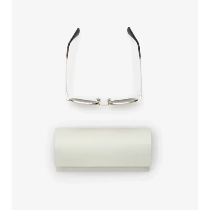 Metal Check Square Sunglasses
