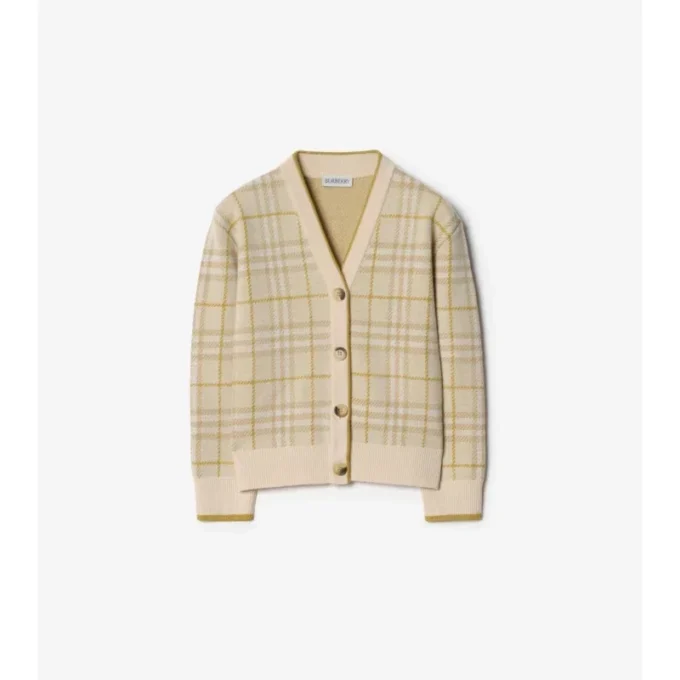 Metallic Check Wool Blend Cardigan