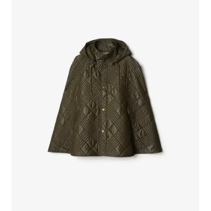 Micro Check-Stitch Nylon Blend Cape