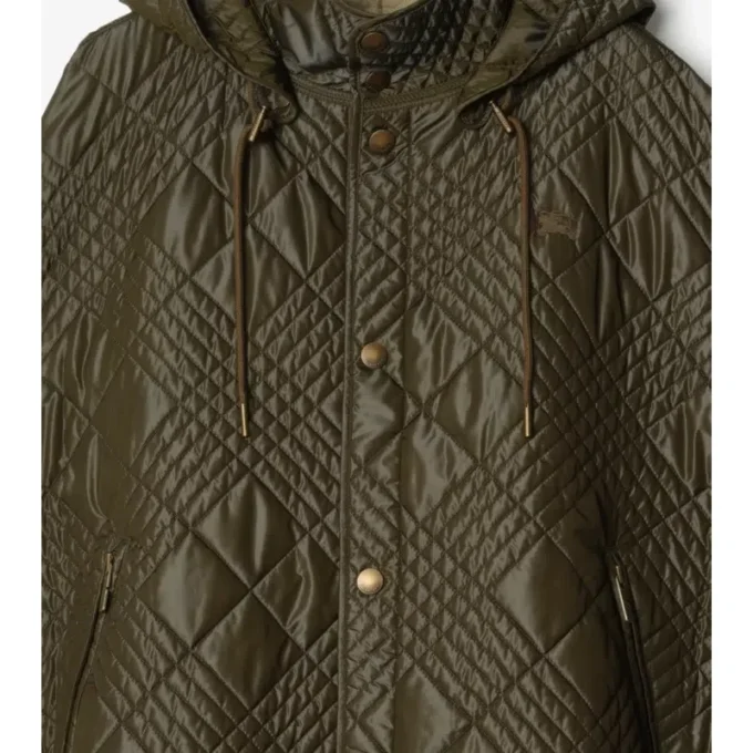 Micro Check-Stitch Nylon Blend Cape