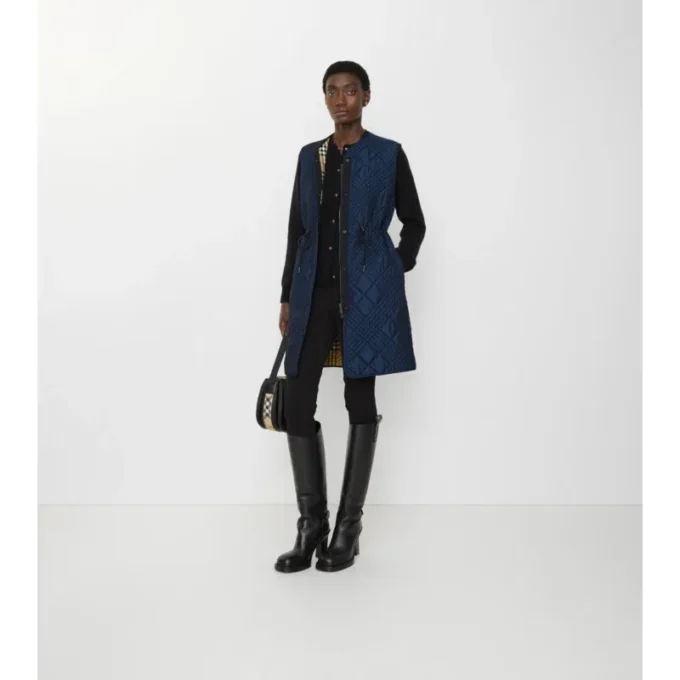 Micro Check-Stitch Nylon Blend Gilet