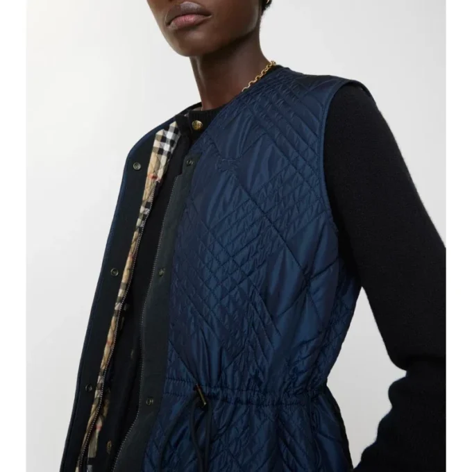 Micro Check-Stitch Nylon Blend Gilet