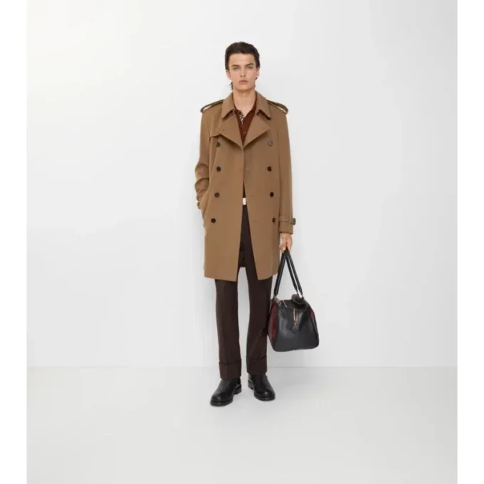 Mid-Length Cashmere Trench Coat