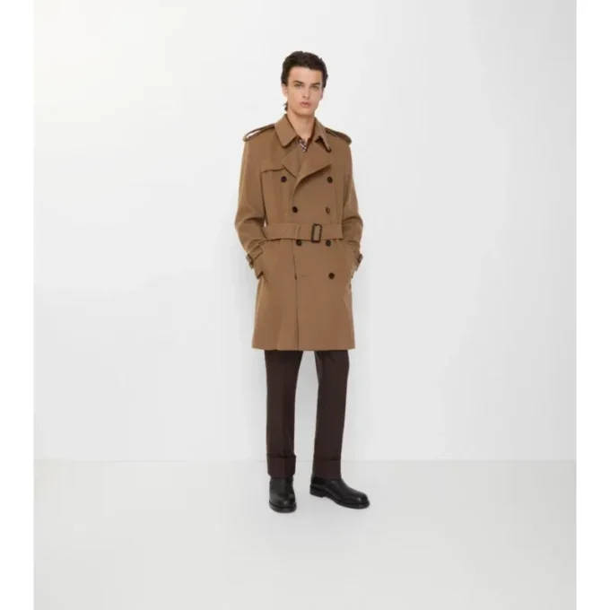 Mid-Length Cashmere Trench Coat