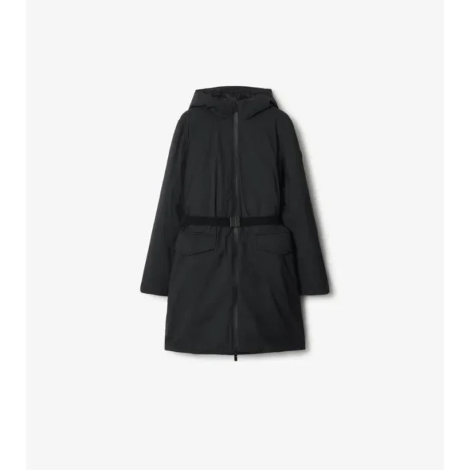 Mid-Length Hooded Nylon Coat