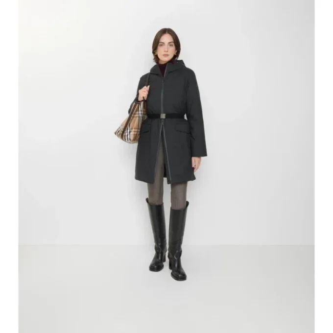 Mid-Length Hooded Nylon Coat