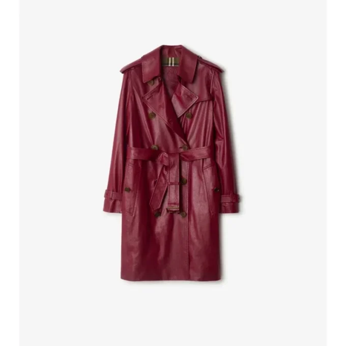 Mid-Length Leather Kensington Trench Coat