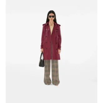 Mid-Length Leather Kensington Trench Coat