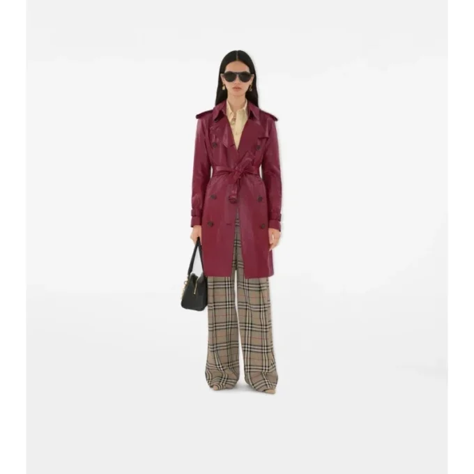 Mid-Length Leather Kensington Trench Coat