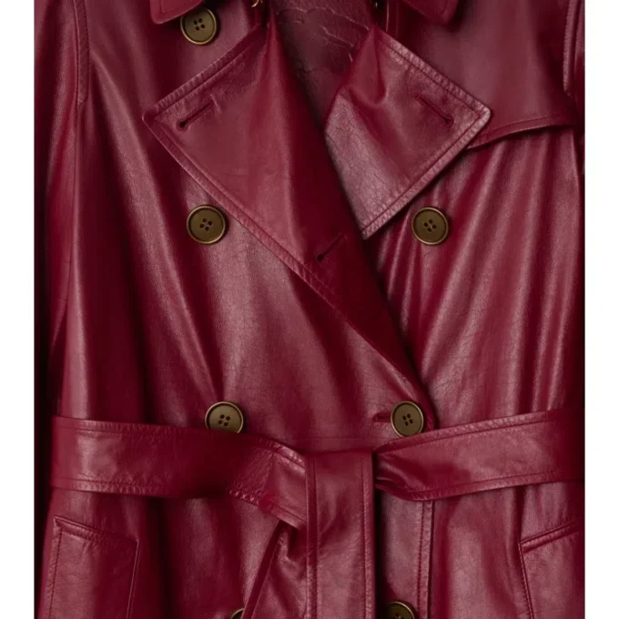 Mid-Length Leather Kensington Trench Coat