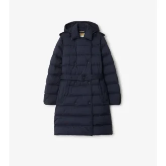 Mid-Length Nylon Hooded Puffer Coat
