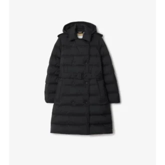 Mid-Length Nylon Hooded Puffer Coat