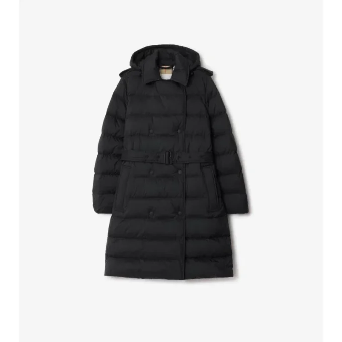 Mid-Length Nylon Hooded Puffer Coat