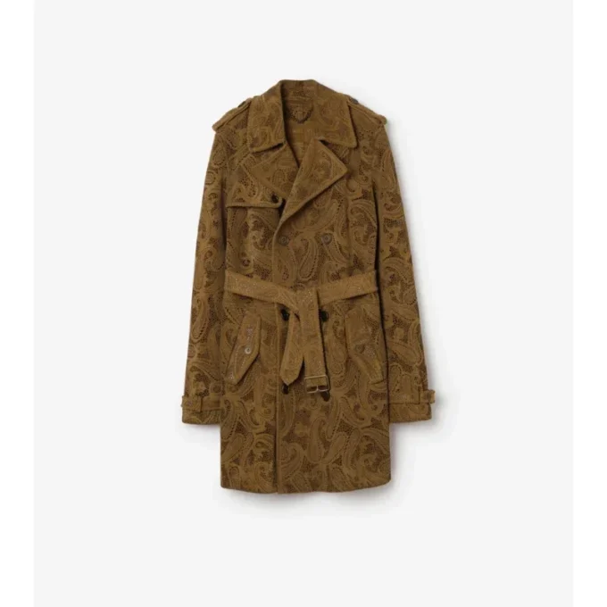 Mid-Length Paisley Suede Lawshall Trench Coat