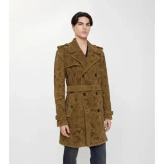Mid-Length Paisley Suede Lawshall Trench Coat