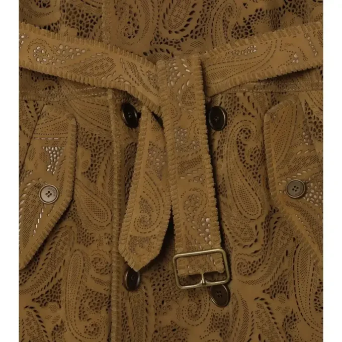 Mid-Length Paisley Suede Lawshall Trench Coat