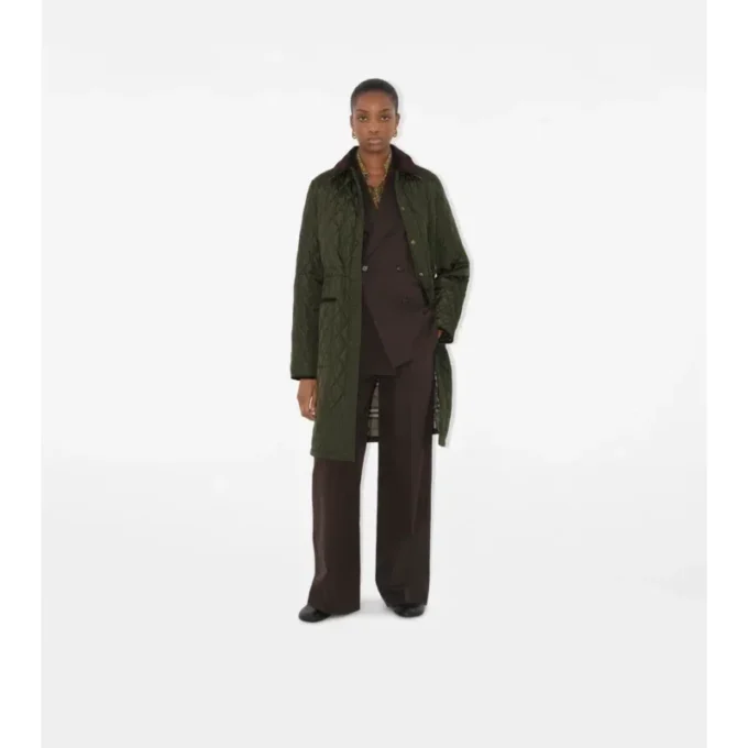 Mid-Length Quilted Nylon Car Coat