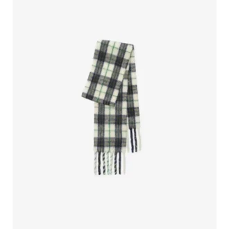 Narrow Check Alpaca Wool Blend Scarf