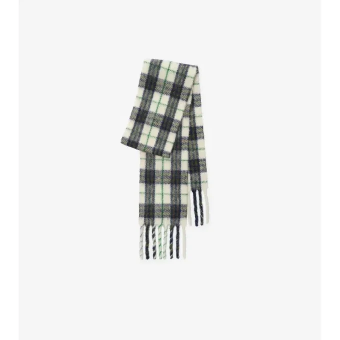 Narrow Check Alpaca Wool Blend Scarf