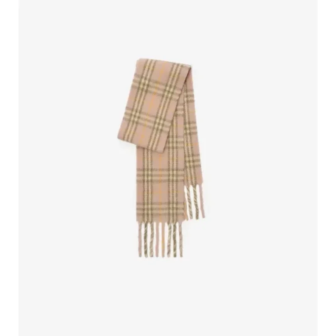 Narrow Check Alpaca Wool Blend Scarf