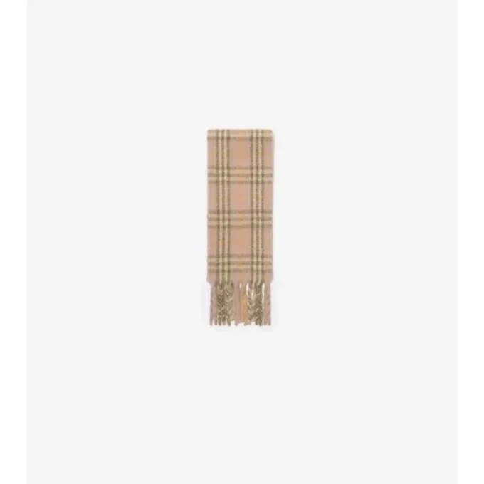 Narrow Check Alpaca Wool Blend Scarf