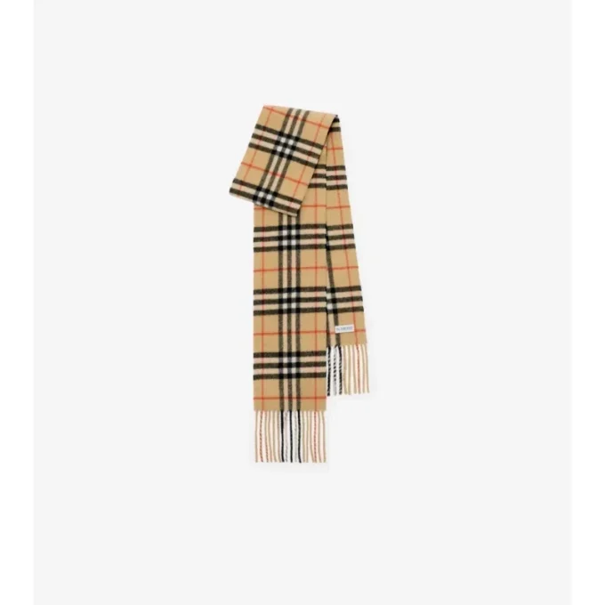 Narrow Check Cashmere Scarf