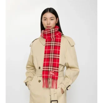 Narrow Check Cashmere Scarf
