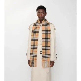 Narrow Check Cashmere Scarf
