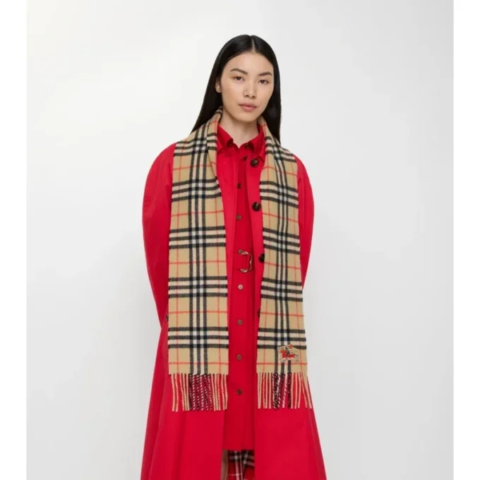 Narrow Check Cashmere Scarf