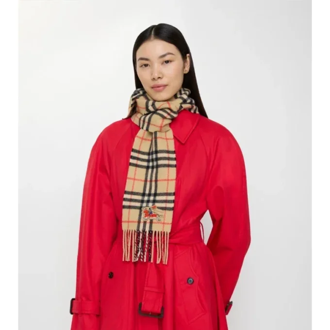 Narrow Check Cashmere Scarf