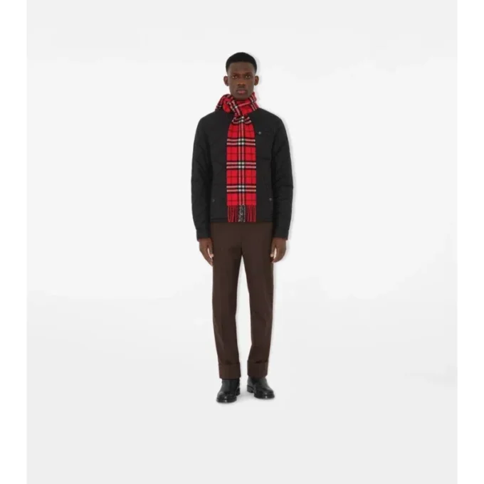 Narrow Check Cashmere Scarf