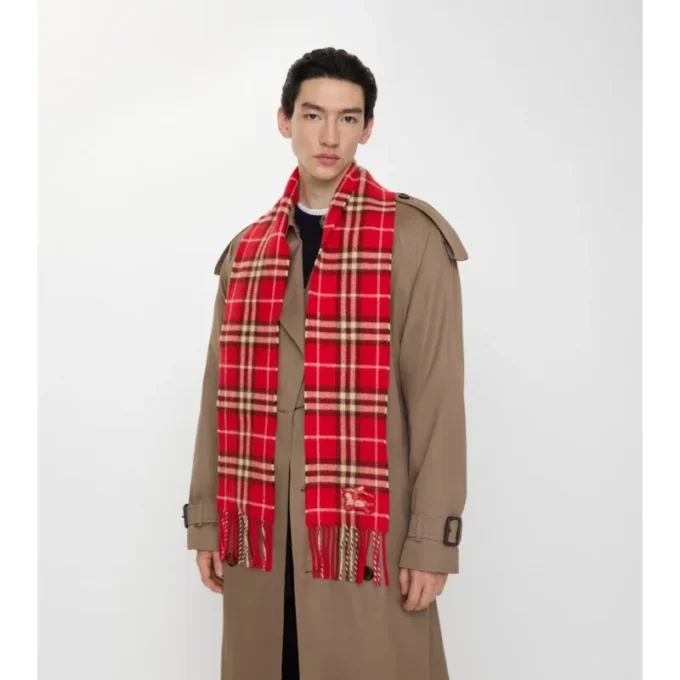 Narrow Check Cashmere Scarf