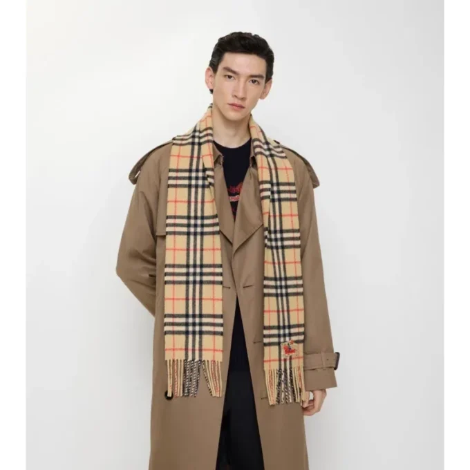 Narrow Check Cashmere Scarf