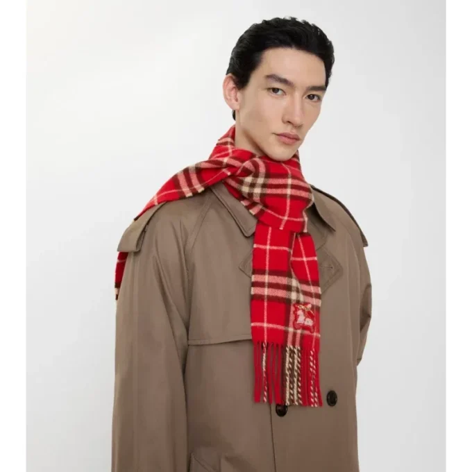 Narrow Check Cashmere Scarf
