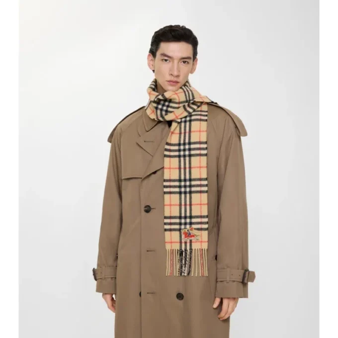 Narrow Check Cashmere Scarf