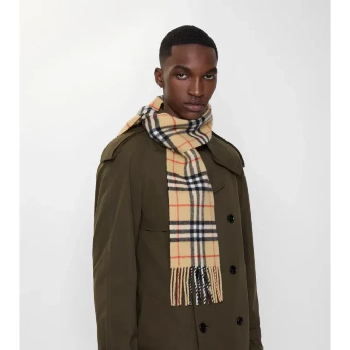 Narrow Check Cashmere Scarf