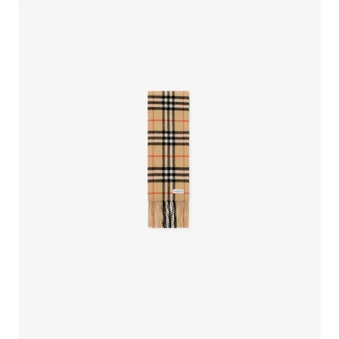 Narrow Check Cashmere Scarf