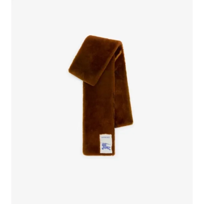 Narrow Check Shearling Scarf