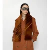 Narrow Check Shearling Scarf
