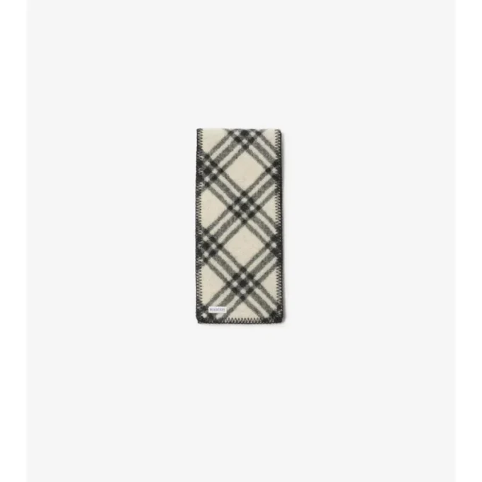 Narrow Check Wool Scarf