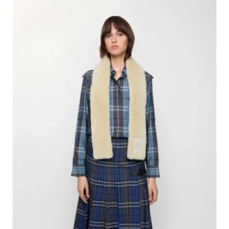 Narrow Label Shearling Scarf