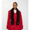 Narrow Label Shearling Scarf