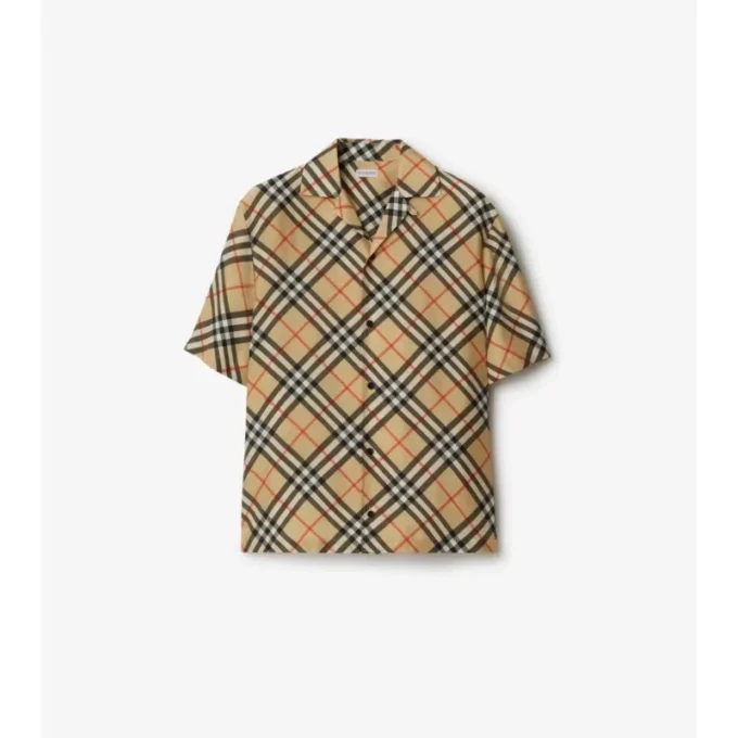 Oversized Check Silk Shirt