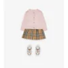 Pleated Check Cotton Skirt