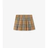 Pleated Check Cotton Skirt