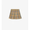 Pleated Check Cotton Twill Skirt